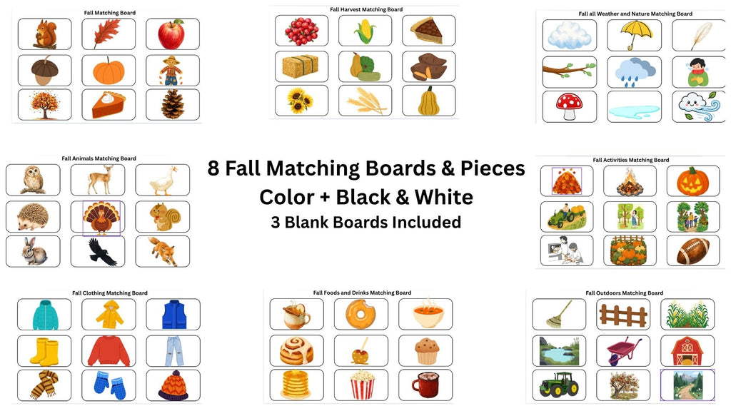 Fall Matching Boards for Special Education
