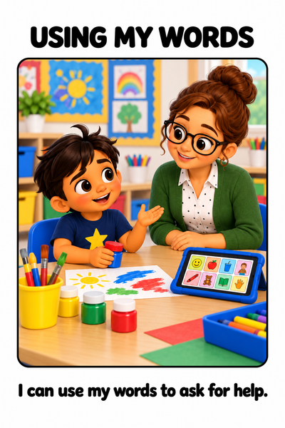 Using My Words or AAC to Ask for Help Social Story