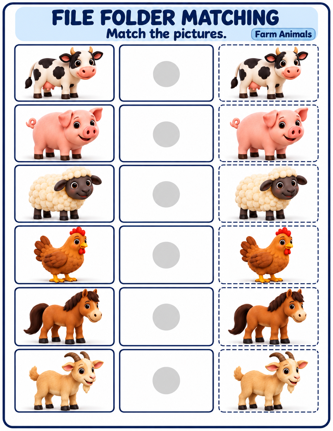 File Folder Matching Activities | 10 Printable Picture Matching Pages