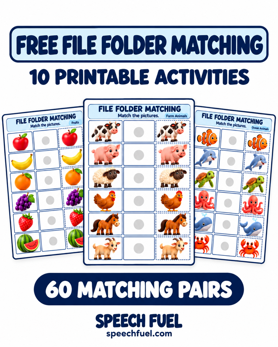 File Folder Matching Activities | 10 Printable Picture Matching Pages