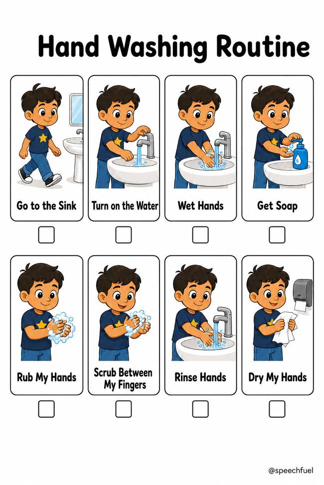 FREE Hand Washing Routine Visual Checklist for Kids