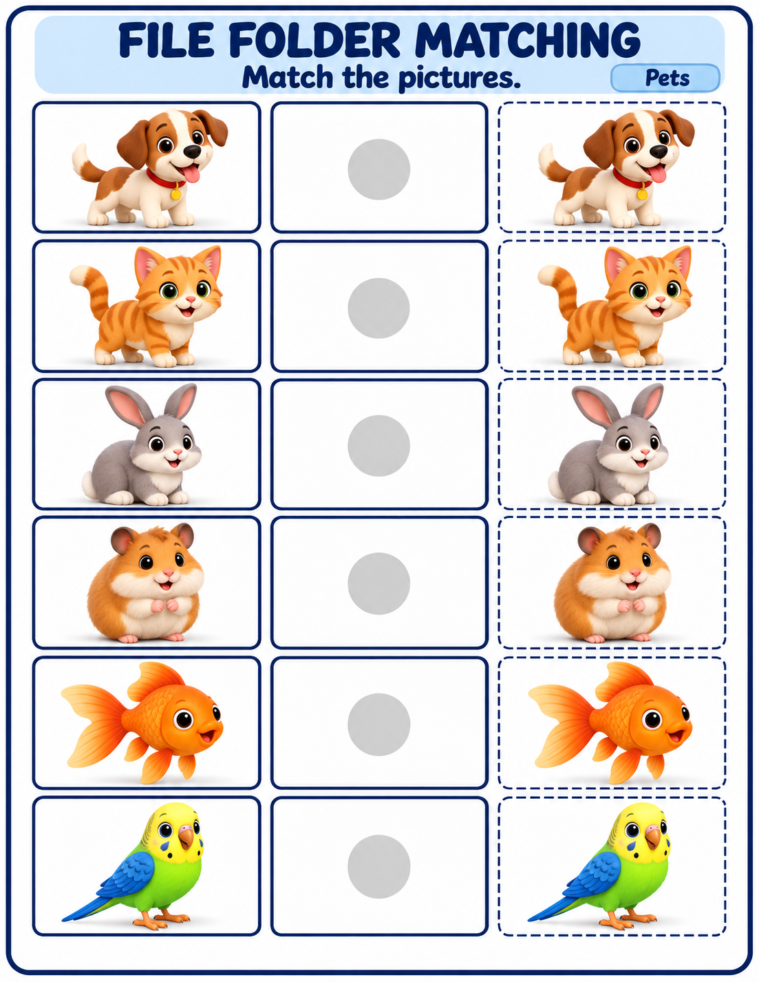 File Folder Matching Activities | 10 Printable Picture Matching Pages