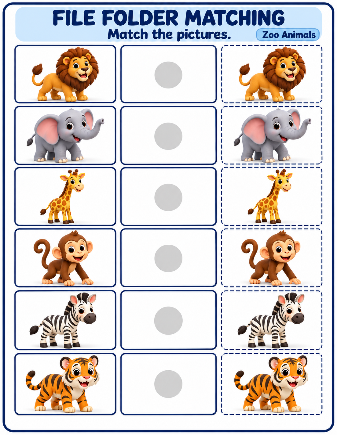 File Folder Matching Activities | 10 Printable Picture Matching Pages