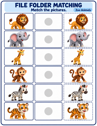 File Folder Matching Activities | 10 Printable Picture Matching Pages