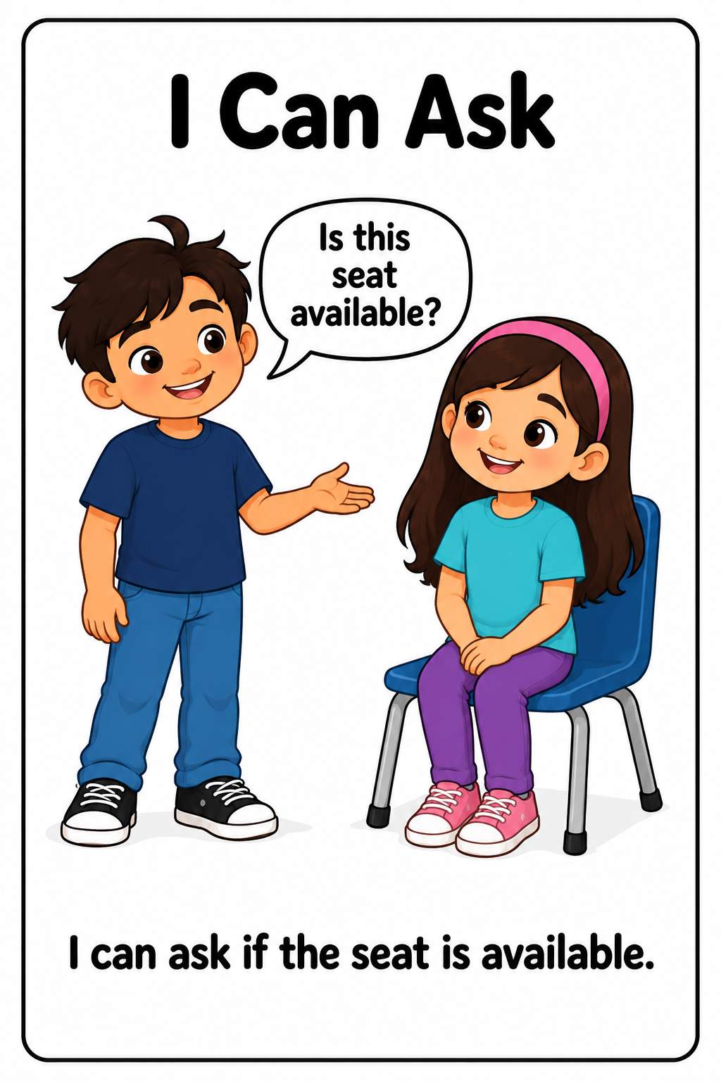 Asking Before I Sit in Someone's Seat Social Story