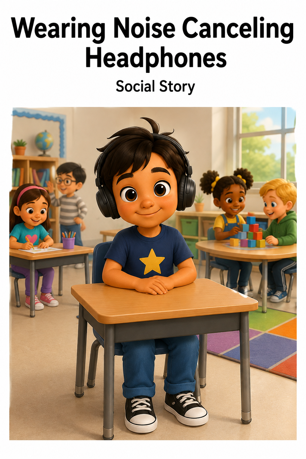 Wearing Noise Canceling Headphones Social Story Autism