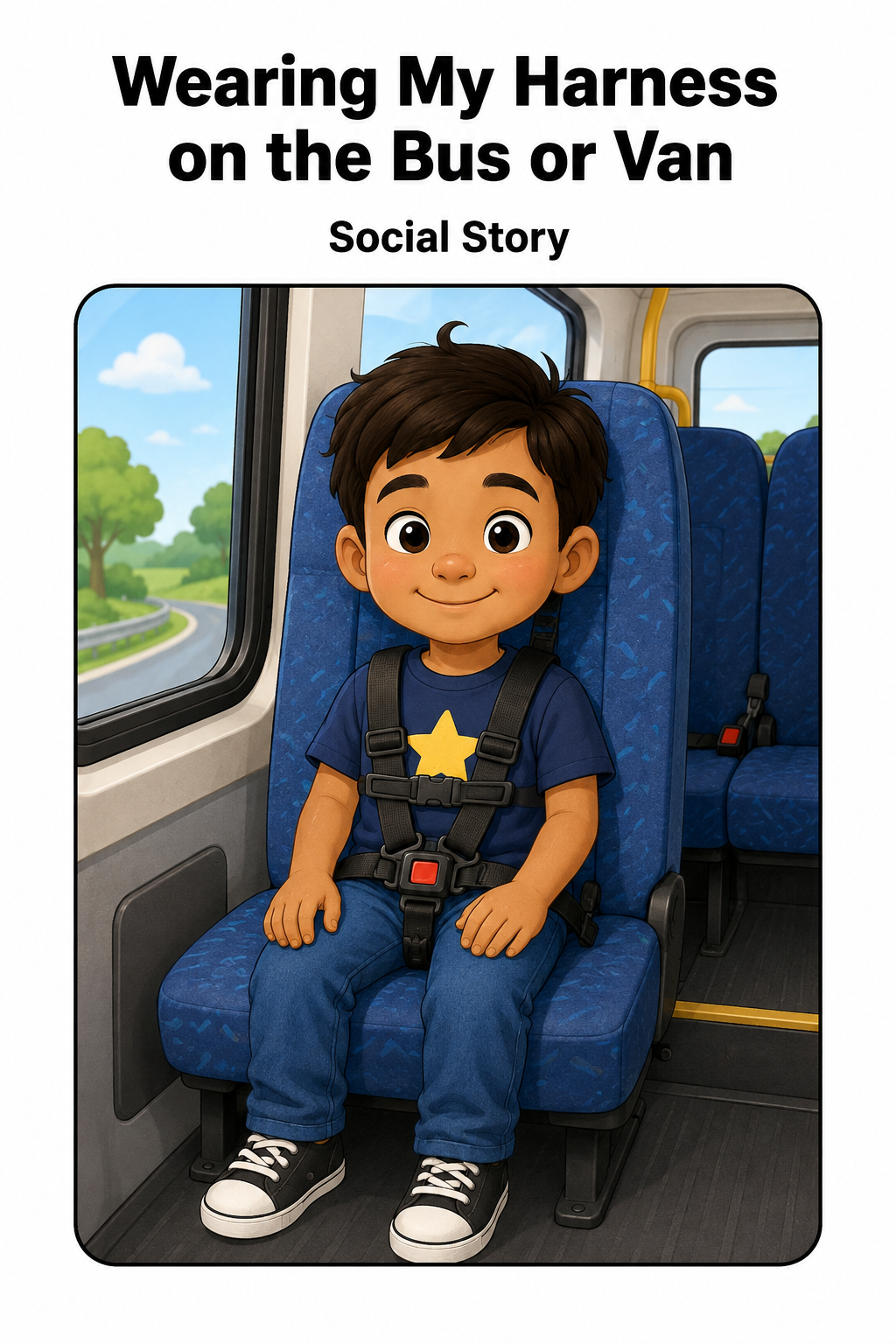 Wearing My Harness on the Bus or Van Social Story for Autism