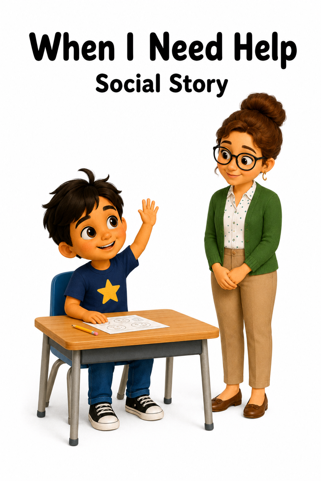 When I Need Help Social Story Autism Asking For Help Classroom Behavior Visual Supports AAC Communication Social Skills