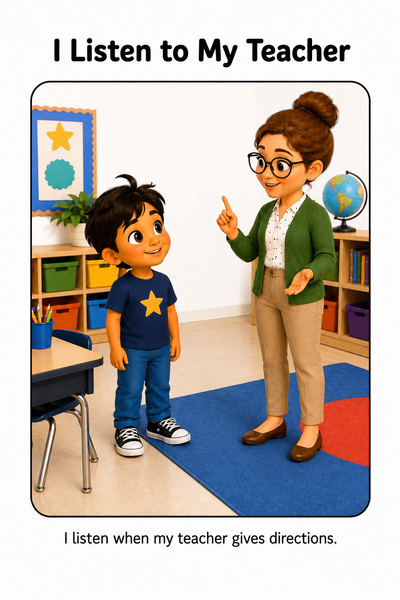 Following Classroom Rules Social Story