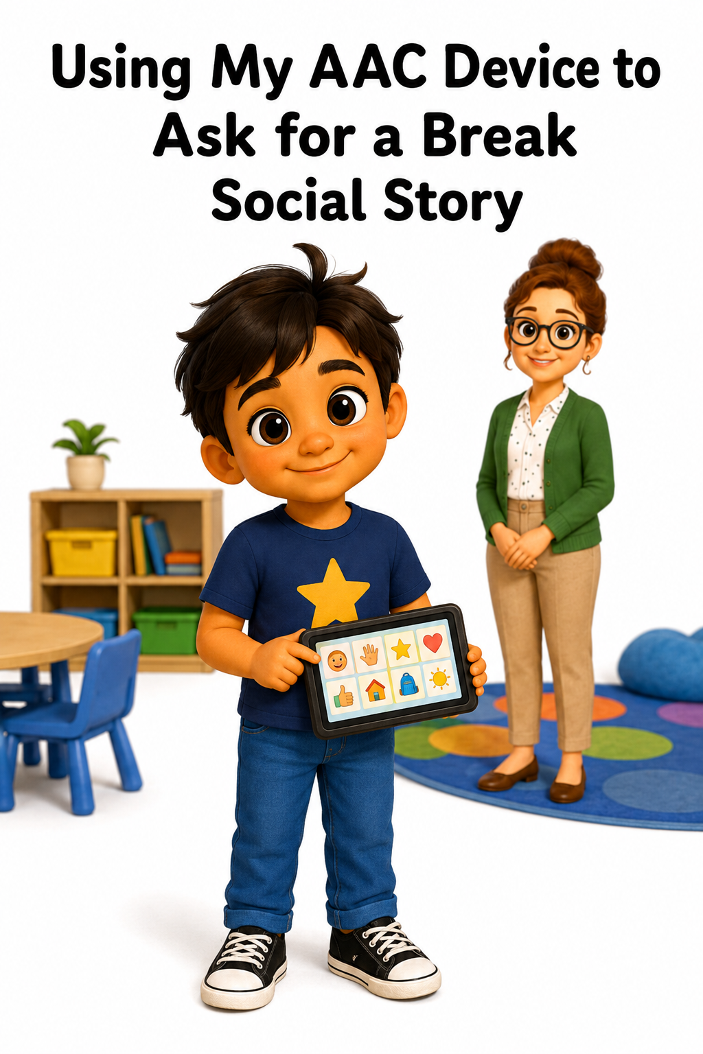 Using My AAC Device to Ask for a Break Social Story for Autism