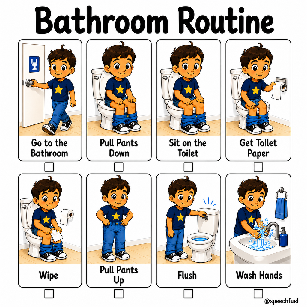Bathroom Routine Visual for Autism | Speech Fuel