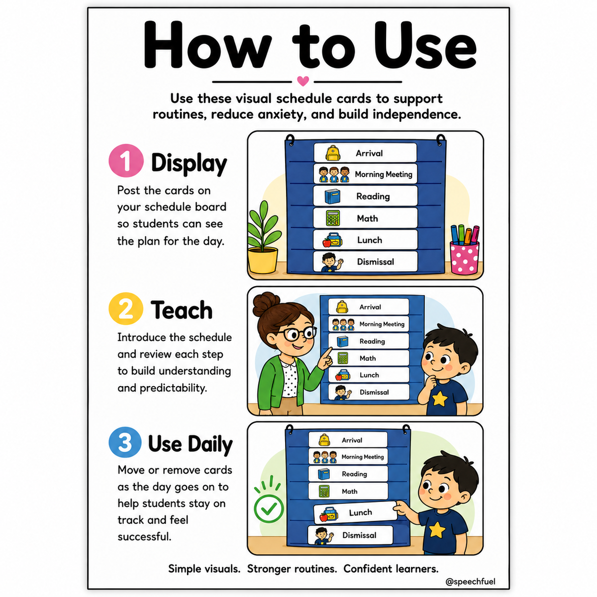 Back to School Visual Schedule Cards for Autism | Speech Fuel