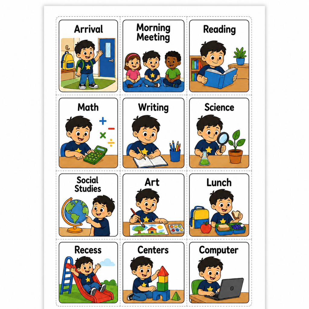 Back to School Visual Schedule Cards for Autism | Speech Fuel