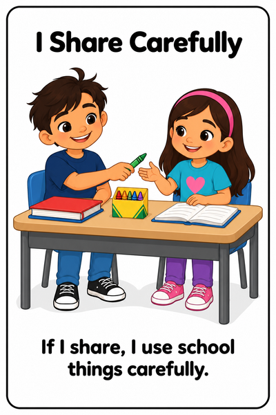 Taking Care of School Things Social Story