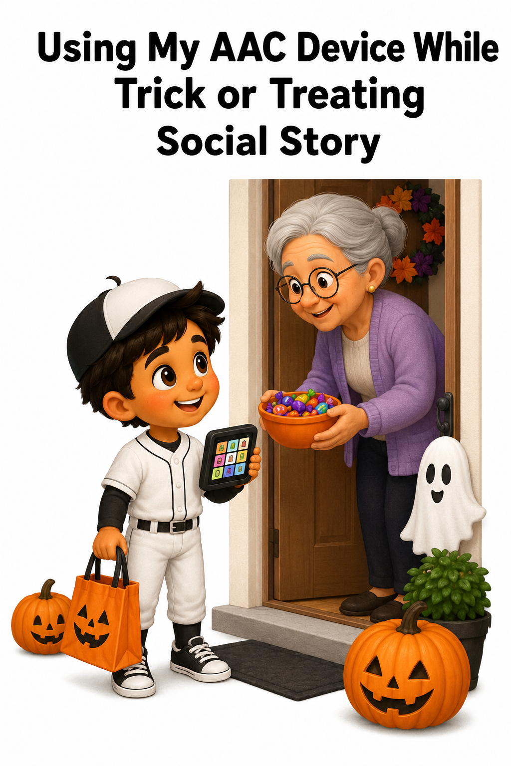 Using My AAC Device While Trick or Treating Social Story