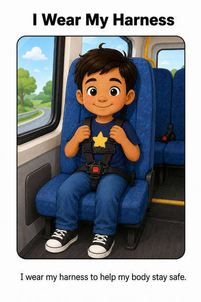Wearing My Harness on the Bus or Van Social Story