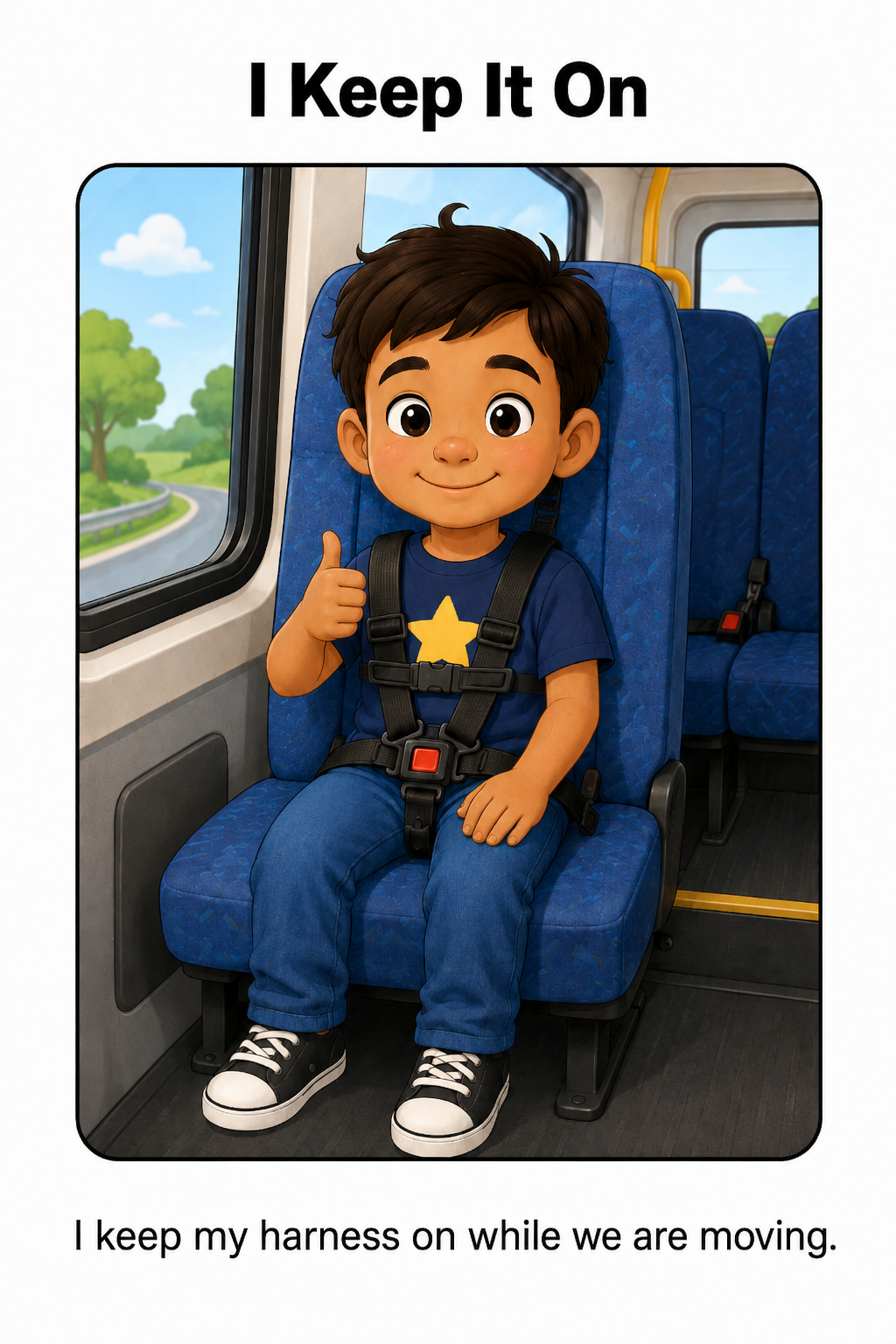 Wearing My Harness on the Bus or Van Social Story for Autism