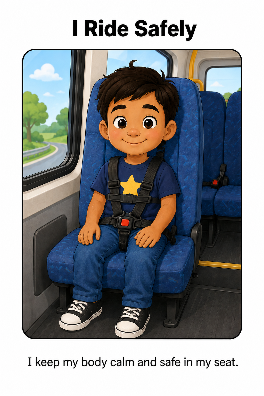 Wearing My Harness on the Bus or Van Social Story for Autism