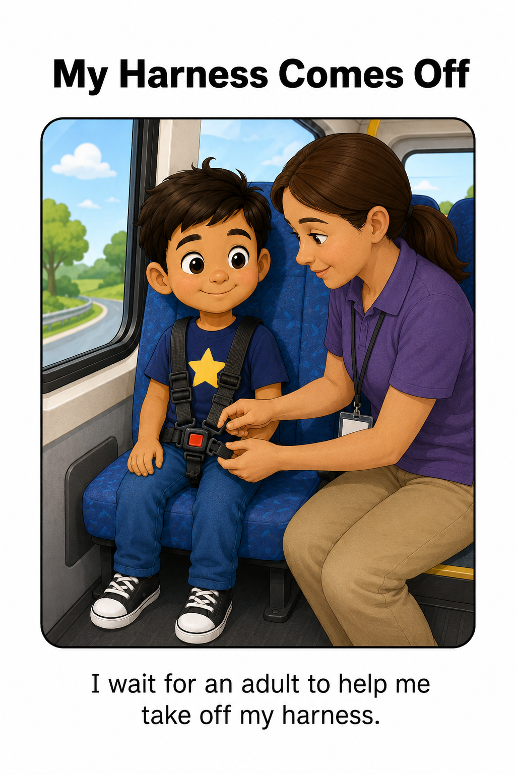 Wearing My Harness on the Bus or Van Social Story for Autism