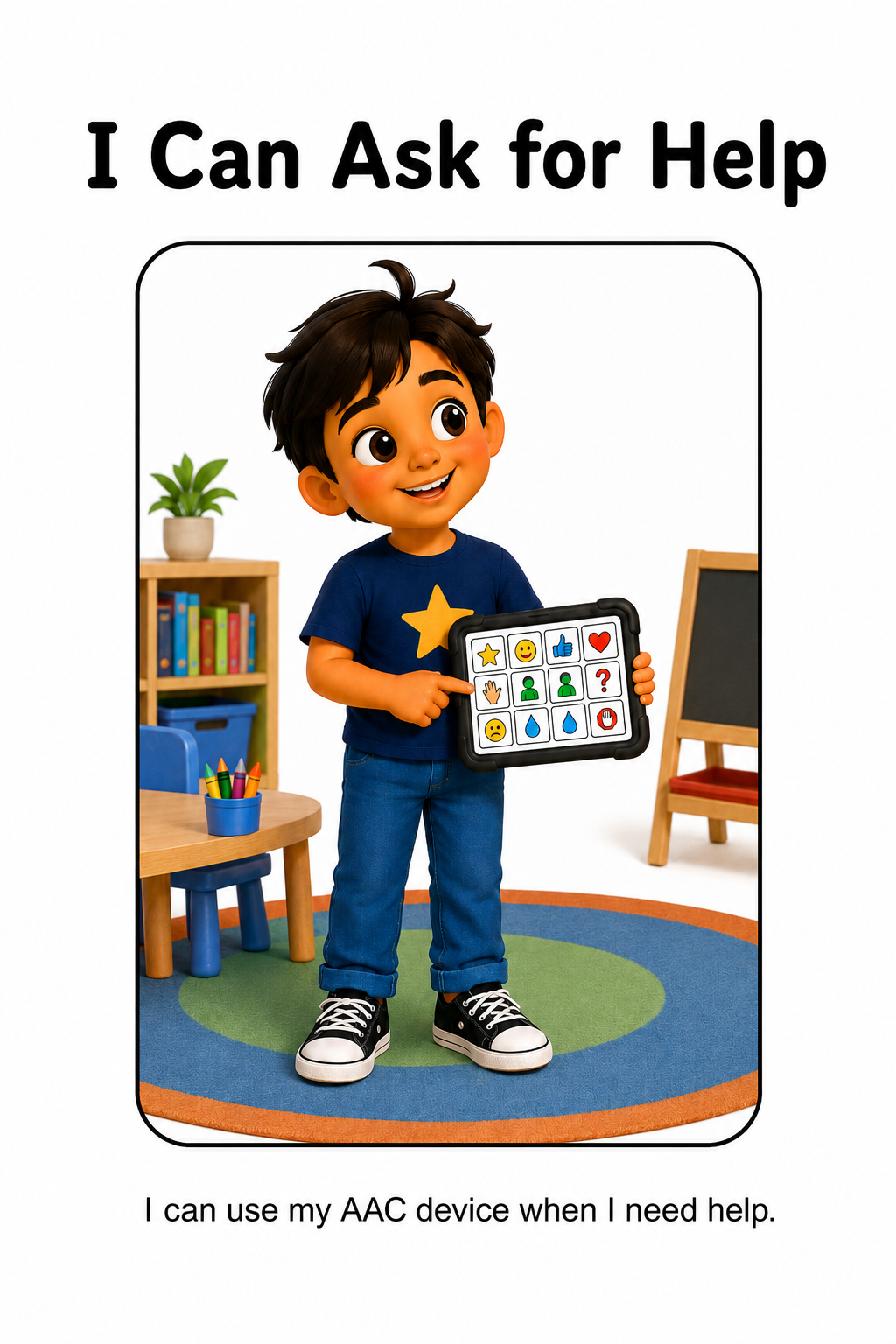 Using My AAC Device to Ask for Help Social Story for Autism