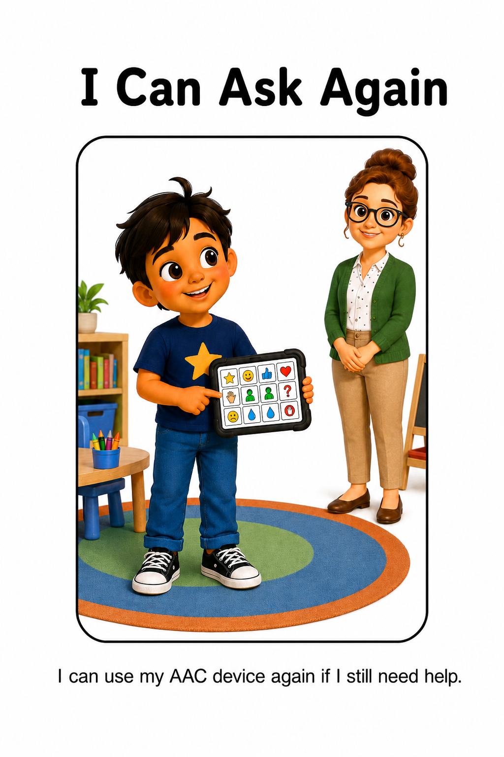 Using My AAC Device to Ask for Help Social Story for Autism
