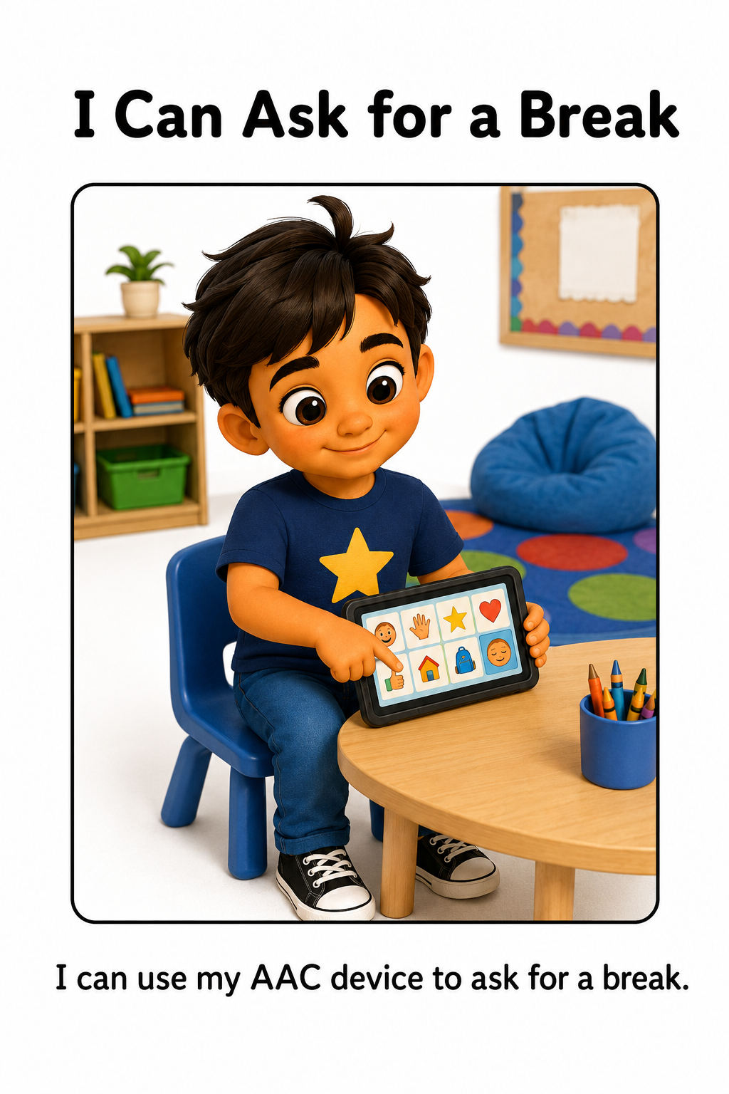 Using My AAC Device to Ask for a Break Social Story for Autism