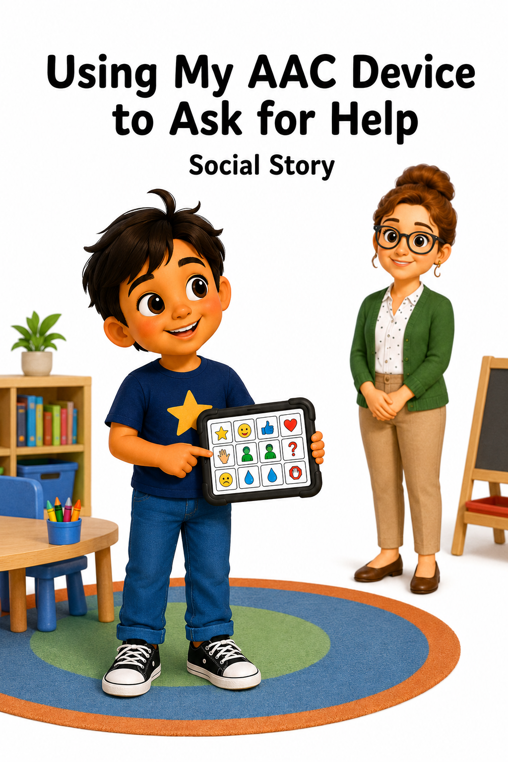 Using My AAC Device to Ask for Help Social Story for Autism