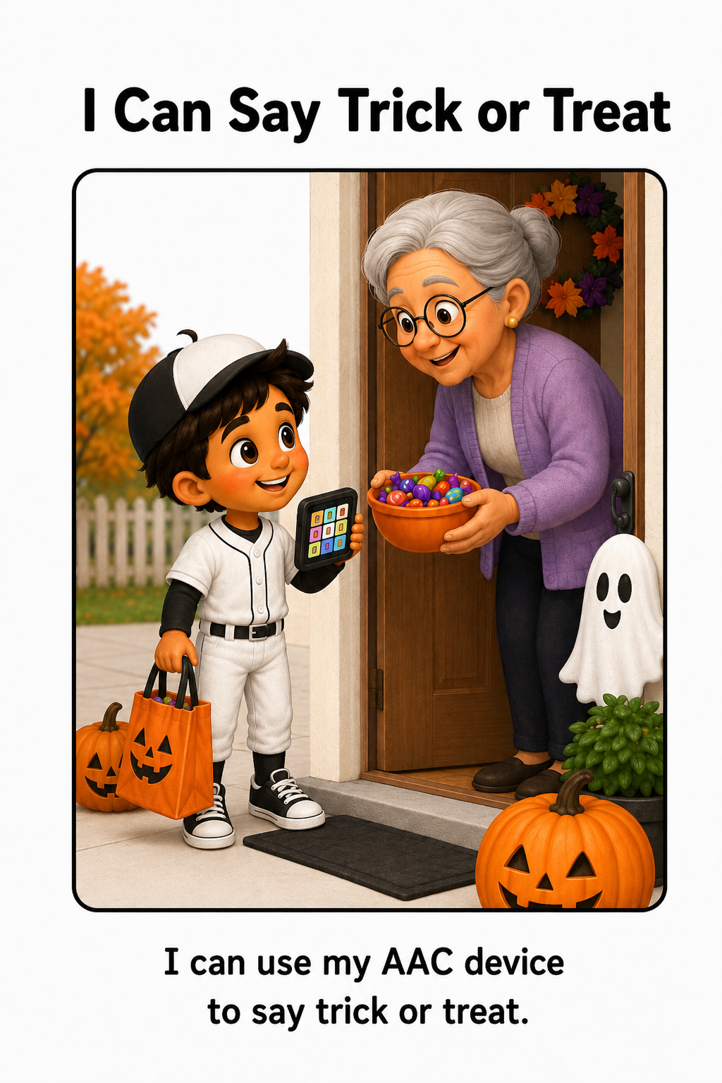 Using My AAC Device While Trick or Treating Social Story