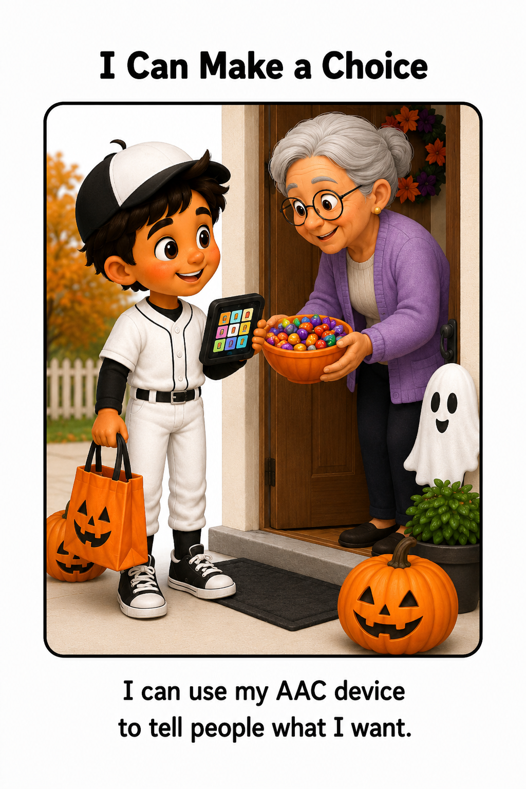 Using My AAC Device While Trick or Treating Social Story