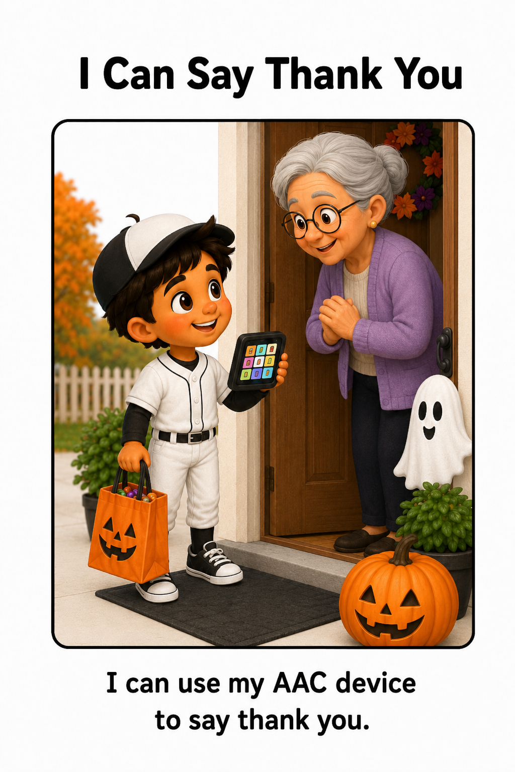 Using My AAC Device While Trick or Treating Social Story