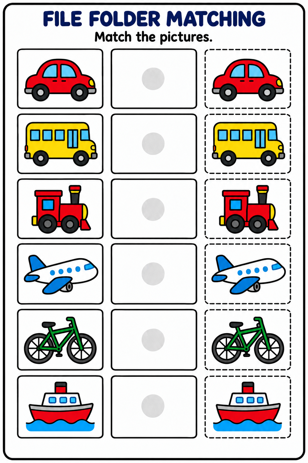 File Folder Matching Activity 10 Pages