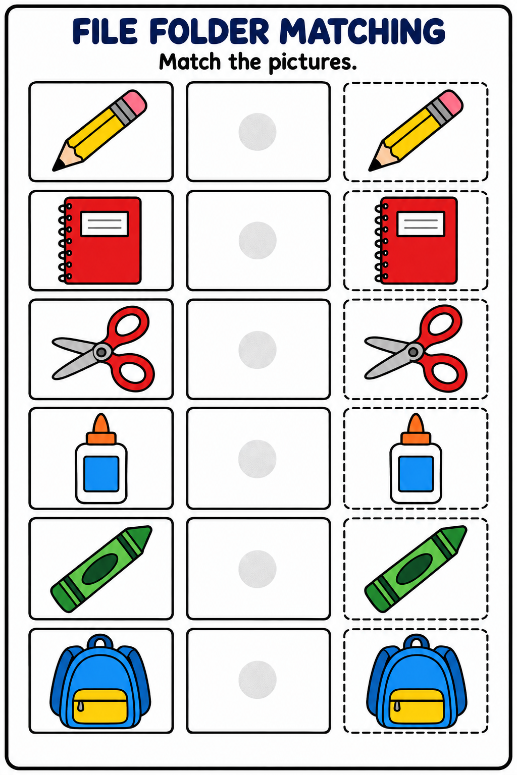 File Folder Matching Activity 10 Pages