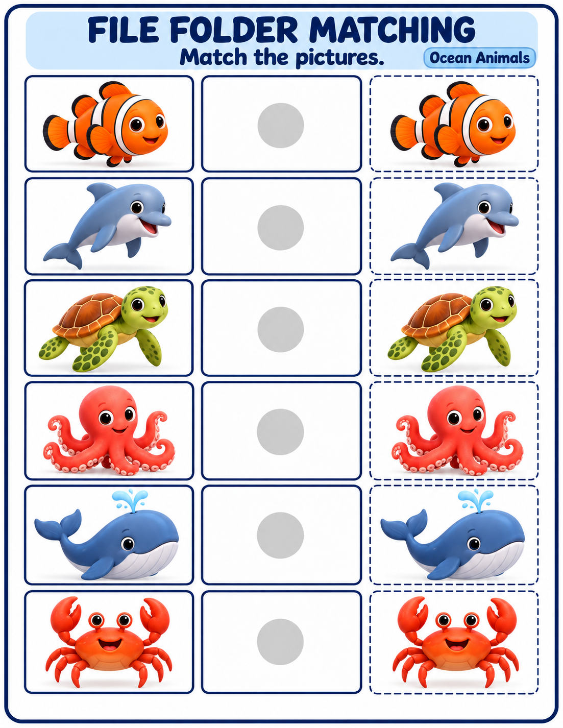 File Folder Matching Activities | 10 Printable Picture Matching Pages