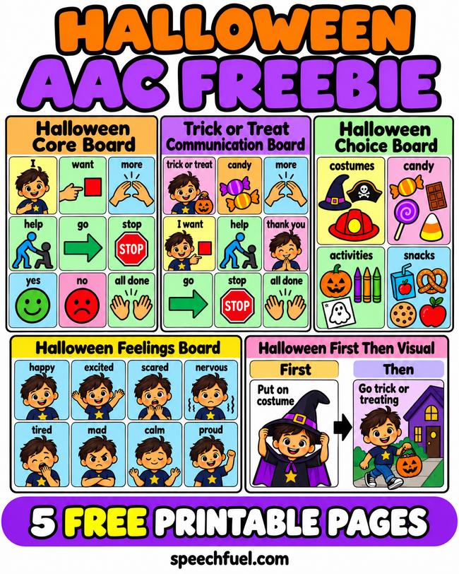 FREE Halloween AAC Communication Boards & Visual Supports Bundle