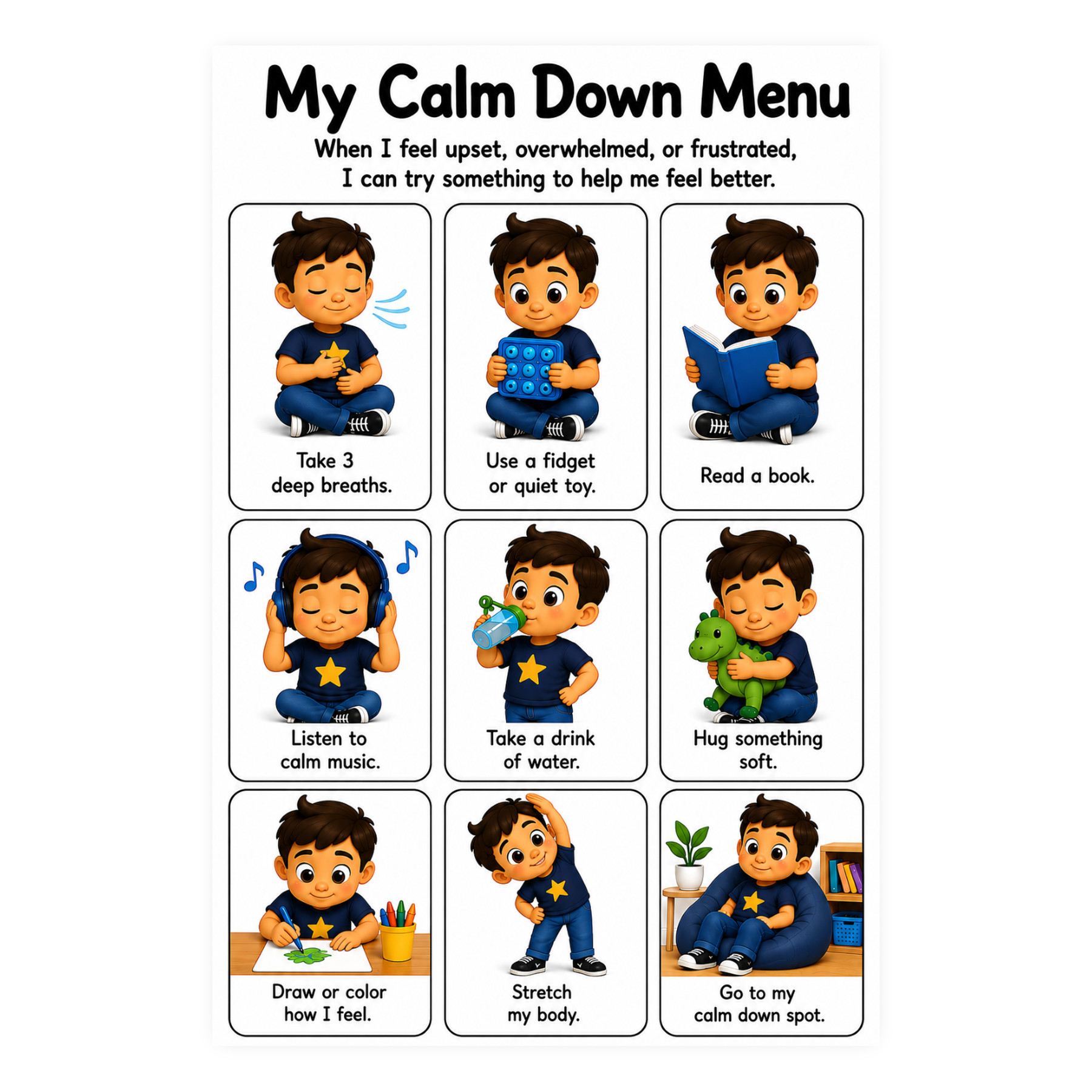My Calm Down Menu for Autism | Speech Fuel