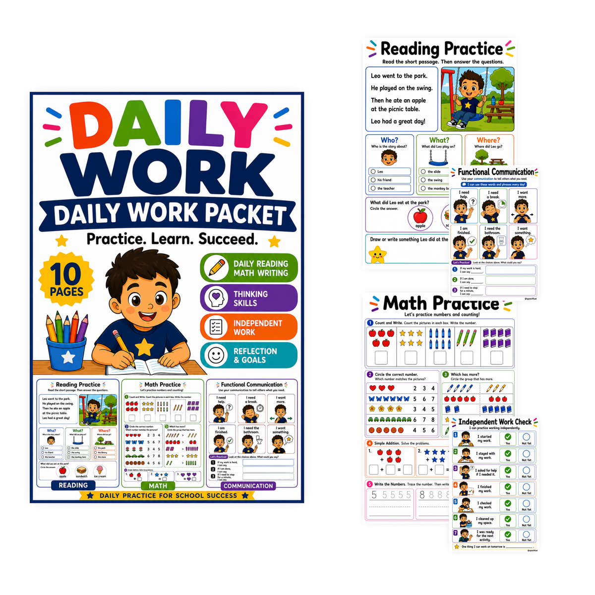 Daily Work Packet for Special Education | Speech Fuel