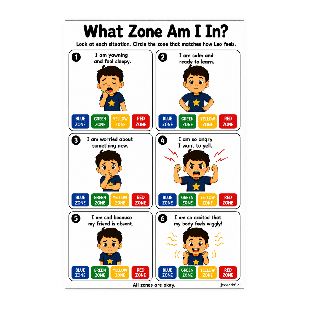 Zones of Regulation Activities for Autism | Speech Fuel